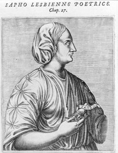 Sappho, Dichterin und Lesbe. Gravur aus dem 18. Jahrhundert. von Unknown artist