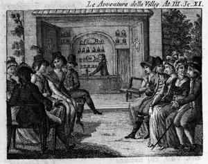 Szene 11 des dritten Aktes des Lustspiels „Die Abenteuer der Stadt“