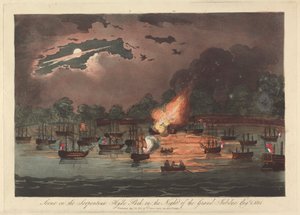 Szene auf der Serpentine, Hyde Park in der Nacht des großen Jubiläums, 1. August 1814
