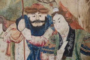 Szenen aus dem Alltagsleben in China, Detail der chinesischen Tapete, chinesisches Kabinett, Jagdresidenz, von Filippo Juvarra (1678-1736), Stupinigi, Piemont, Italien von Unknown artist
