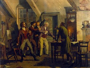 Szenografie von Luigi Morgari (geboren 1857) für die Oper „La Bohème“ von Giacomo Puccini (1858-1924) 19. Jahrhundert von Unknown artist