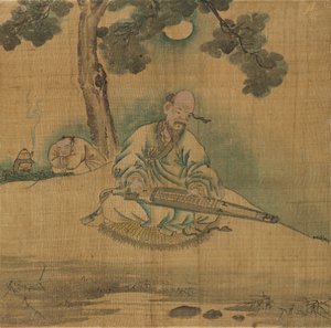 Gelehrter spielt Qin von Unknown artist