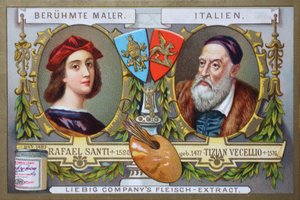 Serie von Gemälden berühmter Maler, Rafael Santi und Tiziano Vecellio, Italien