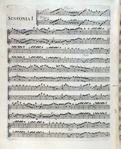 Notenseite für die Flöte in der ersten Symphonie von Sei sinfonie a piu strumenti op. 5 von Francois Joseph Gossec von Unknown artist