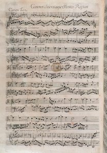Notenblatt von Canones diversi super thema regium, Musikalisches Opfer von Johann Sebastian Bach (18. Jahrhundert)