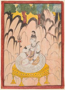 Shiva sitzt auf einem Thron in einer Landschaft von Unknown artist