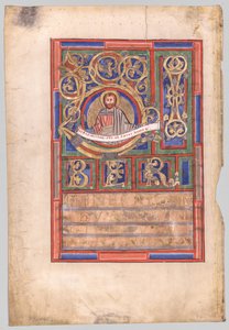 Einzelblatt aus einem Evangelienbuch mit Initiale L[iber generationis]: St. Matthäus (Versoseite)