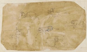 Sechs Gruppen kämpfender Tiere von Unknown artist