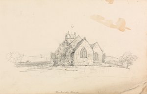 Skizze einer kleinen ländlichen Kirche; Skizze eines Schiffes
