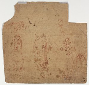 Skizzen von Pferden und Reitern (recto)