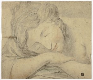 Schlafende Frau mit Kopf auf den Armen von Unknown artist