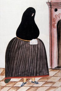 Spanische Frau mit einem Schleier, der ihr Gesicht bedeckt, aus "Trujillo del Peru" oder "Códice Martínez Compañón", von Baltazar Martinez Compañón y Bujanda, Bischof von Trujillo (1782-1785) von Unknown artist