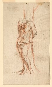 St. Sebastian an einen Baum gefesselt
