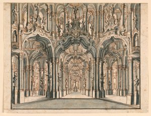 Bühnenbild, Arkaden-Palastsaal von Unknown artist