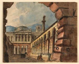 Bühnenbild, Außenansicht des Palastes von Unknown artist