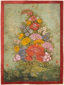 Stillleben: Blumenstrauß, der aus dem Gras hervorkommt