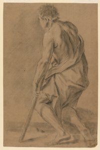 Studie: Ein halbnackter Mann mit Krücke von Unknown artist