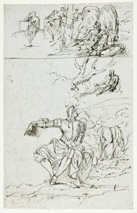 Studienblatt mit sitzendem Ritter (recto); Stehende männliche Figur in mittelalterlicher Kleidung (verso)