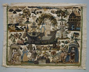 Stumpwork-Panel: Geschichte von David und Bathseba von Unknown artist