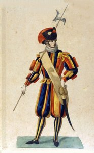 Schweizergarde der Vatikanstadt in kleiner Uniform.
