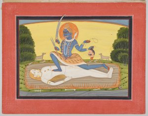Tantrische Devi auf Shiva, aus einer Mandi-Devi-Serie