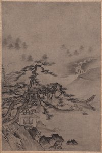 Reetdachhütte am Wasser von Unknown artist