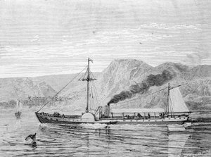 Die Clermont, ein Boot gebaut 1807 von Robert Fulton zur Verbindung von New York und Albany auf dem Hudson River. Gravur 19. Jahrhundert. von Unknown artist