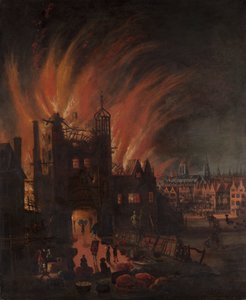 Der Große Brand von London, mit Ludgate und der alten St. Paul