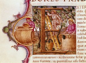 Die Ernte Lettrine des Manuskripts „Naturgeschichte“ von Plinius dem Älteren (23-79 n. Chr.) 15. Jahrhundert Venedig, Biblioteca Marciana von Unknown artist