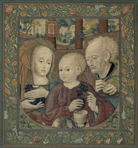 Die Heilige Familie mit dem Jesuskind, das den Wein der Eucharistie presst von Unknown artist