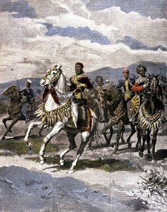 Der König von Äthiopien Menelik II (1844 - 1913). Illustration der italienischen Presse. von Unknown artist