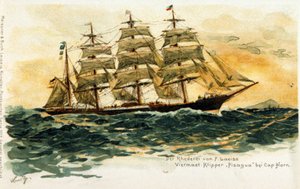Der Pisagua-Clipper am Kap Hoorn. Illustration aus dem 19. Jahrhundert von Unknown artist