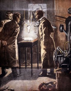 Die Röntgenstrahlen. Entdeckt 1895. Illustration des Experiments.