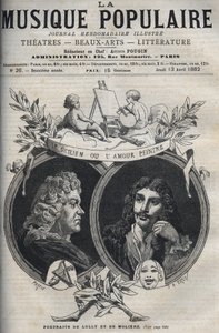 Der Sizilianer oder der Liebesmaler - Porträt von Jean Baptiste Lully (Giovanni Battista Lulli) (1632-1687) und Molière - Gravur in „Popular Music“ illustriertes Wochenblatt - 1882