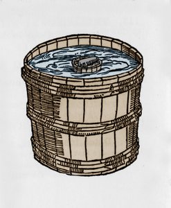 Der Kompass in seiner ältesten Form, schwimmend auf der Wasseroberfläche. Illustration aus einem Traktat über Magnetismus von J. Taisnier von Unknown artist