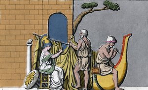 Der Bau des Schiffes Argo, unterstützt von Minerva, mit dem heiligen Holz der Eichen von Dodona