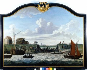 Der Damm von Zierikzee. Anonymes Gemälde aus dem 18. Jahrhundert von Unknown artist