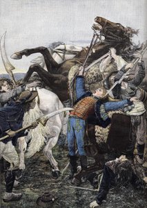 Der Tod von Joseph Bara (1779-1793), Trommler in den republikanischen Truppen und wahrscheinlich von Dieben getötet. Gravur von 1894 von Unknown artist