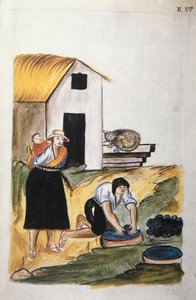 Die Wollfärberei, aus dem Buch "Trujillo del Peru" oder "Códice Martínez Compañón", von Baltazar Martinez Compañón y Bujanda, Bischof von Trujillo (1782-1785)