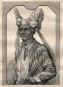 Weltumsegelung (1790-1792) von Kapitän Etienne Marchand (1755-1793): Porträt des Königs der Insel Timor (Indonesischer Archipel) - Illustration aus „Die großen Seefahrer des 18. Jahrhunderts“ von Unknown artist