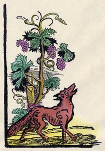 Der Fuchs und die Trauben. Fabel von Aesop (18. Jahrhundert, Gravur) von Unknown artist