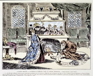 Die Zukunft gezeigt Katharina von Medici (Caterina de Medici) in einem verzauberten Spiegel - Volksbild des 18. Jahrhunderts von Unknown artist