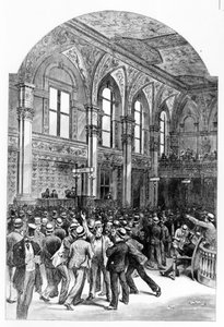 Das Innere der New Yorker Börse im Jahr 1881