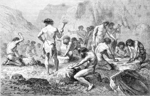 Die Herstellung und Politur von Feuerstein durch prähistorische Menschen in Pressigny