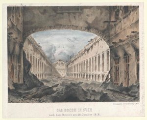 Das Odeon in Wien nach dem Brand am 28. Oktober 1848