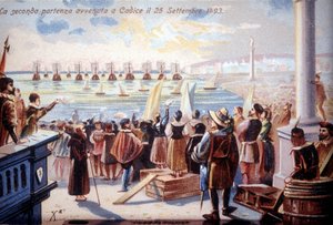 Die zweite Abreise von Christoph Kolumbus aus Cadiz am 25.09.1493. von Unknown artist