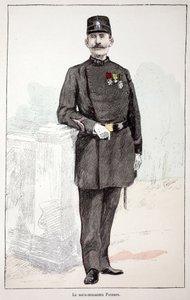 Der Unterbrigadier Poisson. Farbradierung zur Illustration „Histoire du corps des gardiens de la paix“, Buch veröffentlicht unter der Schirmherrschaft von Louis Lepine (1846-1933), Polizeipräfekt der Seine, von Alfred Rey (1864-?) und Louis Feron (1862-?). von Unknown artist