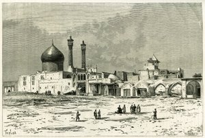 Das Grab von Fatma in Koum, geätzt von Taylor, nach einem Foto, zur Illustration der Geschichte „Persien, Chaldäa und Susiane“ in den Jahren 1881-82, von Jane Dieulafoy (geb. Magre)