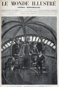 Der Besuch des Inneren des Kopfes der Freiheitsstatue auf der Weltausstellung - aus „The Illustrated World“ vom 28.09.1878