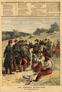 Der Waguemestre, der Militär, der für die Verteilung der Post an die Truppen zuständig ist. Gravur in „Le petit journal“ 23/09/1893. Sammlung Selva von Unknown artist